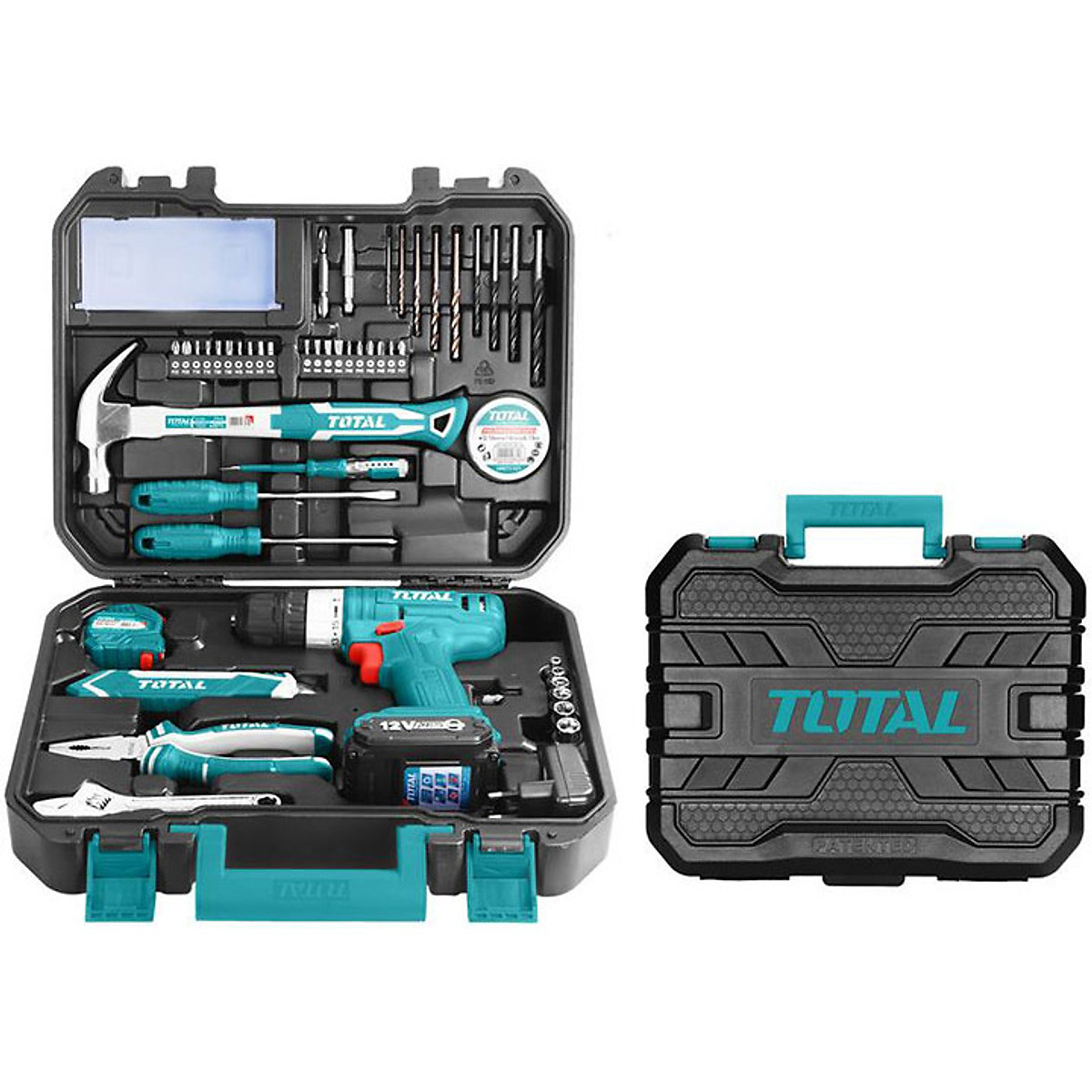 Bộ 127 món gồm máy khoan pin 12v total thkthp11272