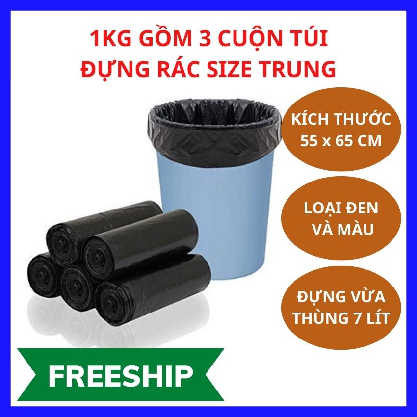 COMBO 3 cuộn túi đựng rác tiện lợi size TRUNG 55x65cm tiện lợi dễ phân hủy