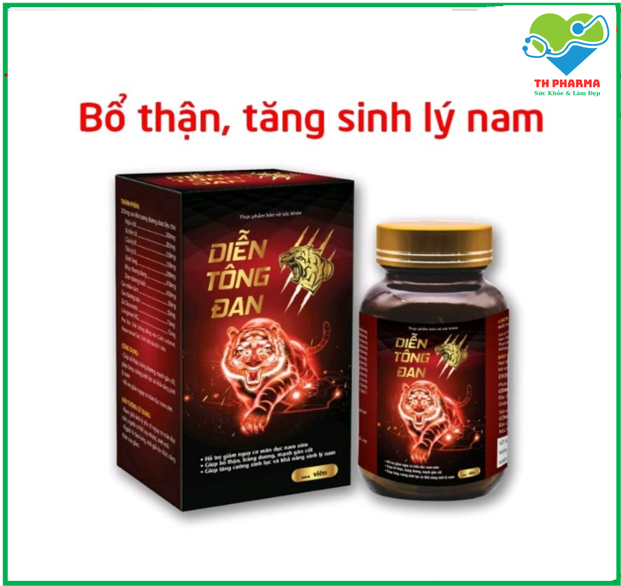 Viên uống Tăng cường sinh lý  Diễn Tông Đan giúp bổ thận , tráng dương ,mạnh gân cốt ,tăng cường sinh lý nam  Hộp 30 viên- TH PHARMA