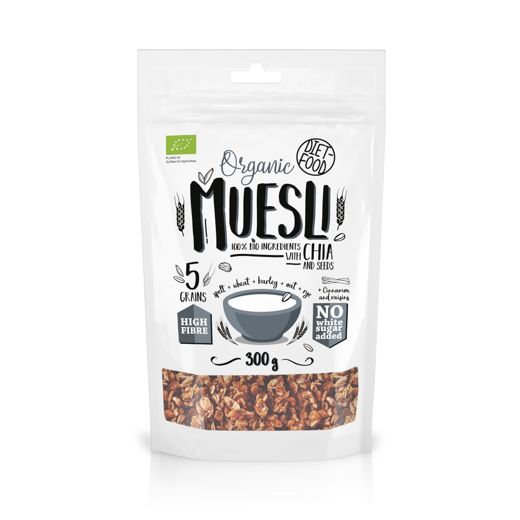 [HÀNG NHẬP KHẨU] Ngũ cốc giòn muesli trái cây hạt chia hữu cơ 300g Diet Food