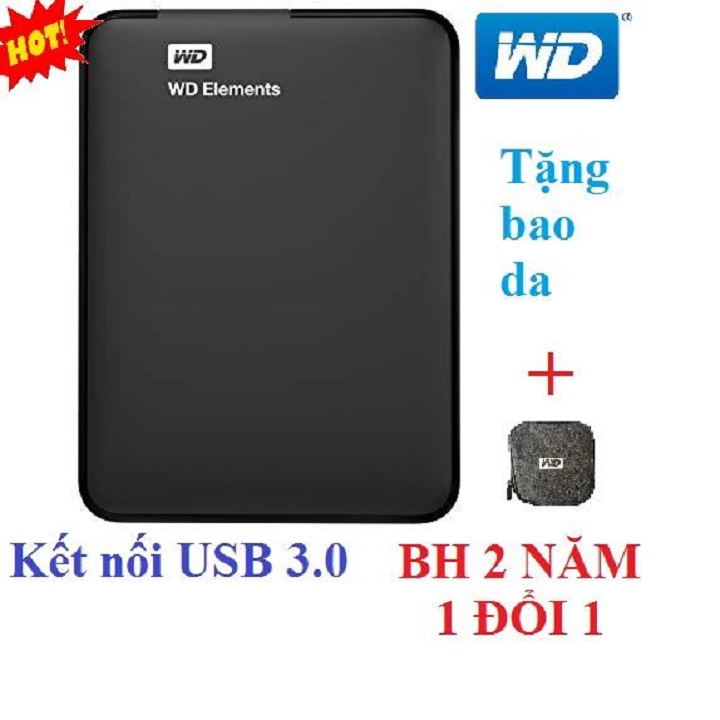 Ổ cứng di động 500gb wd elements + bao vải wd