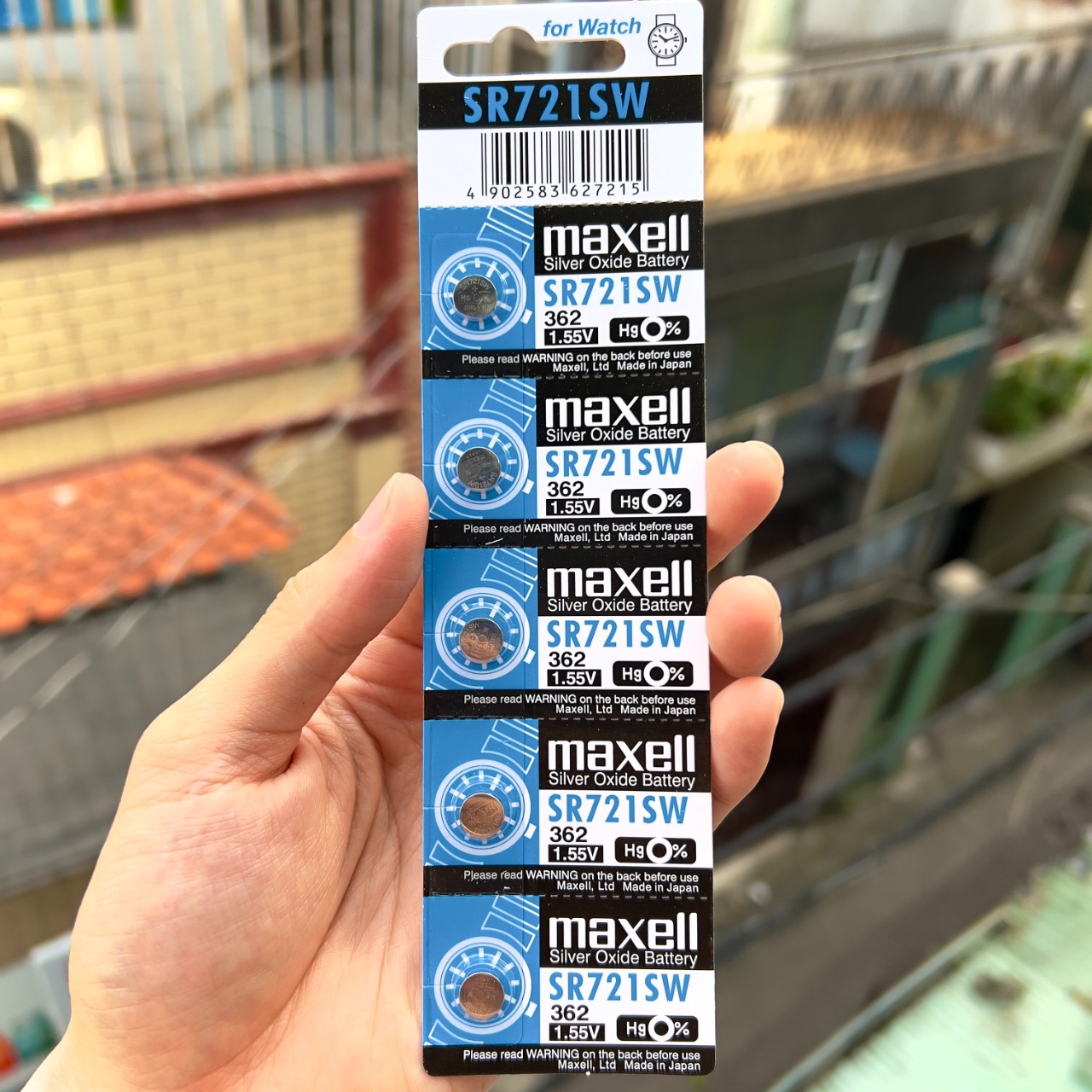 Vỉ 5 viên pin sr721sw / 362 / g11 maxell nhật bản 1.55v đồng hồ đeo tay
