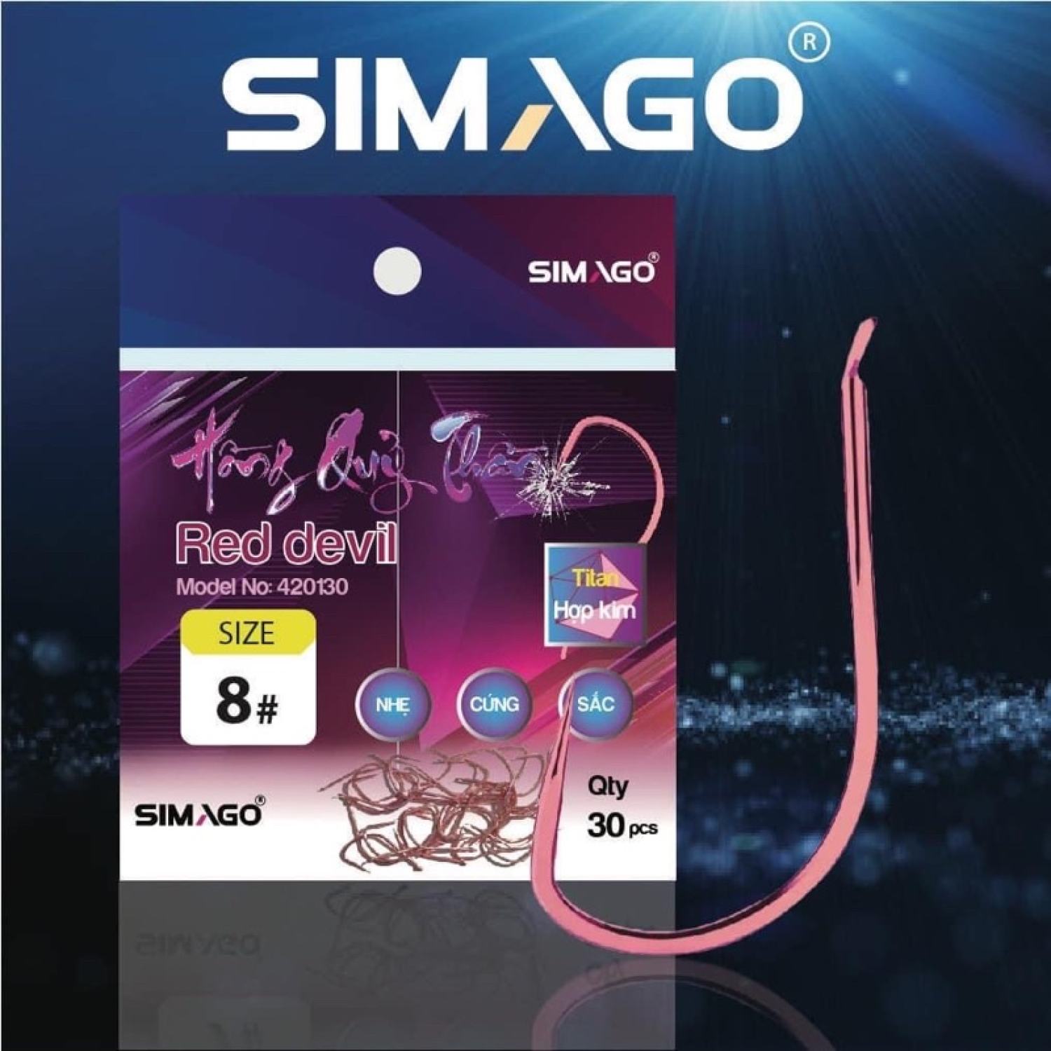 Lưỡi câu Hồng Quỷ Thần Simago không ngạnh