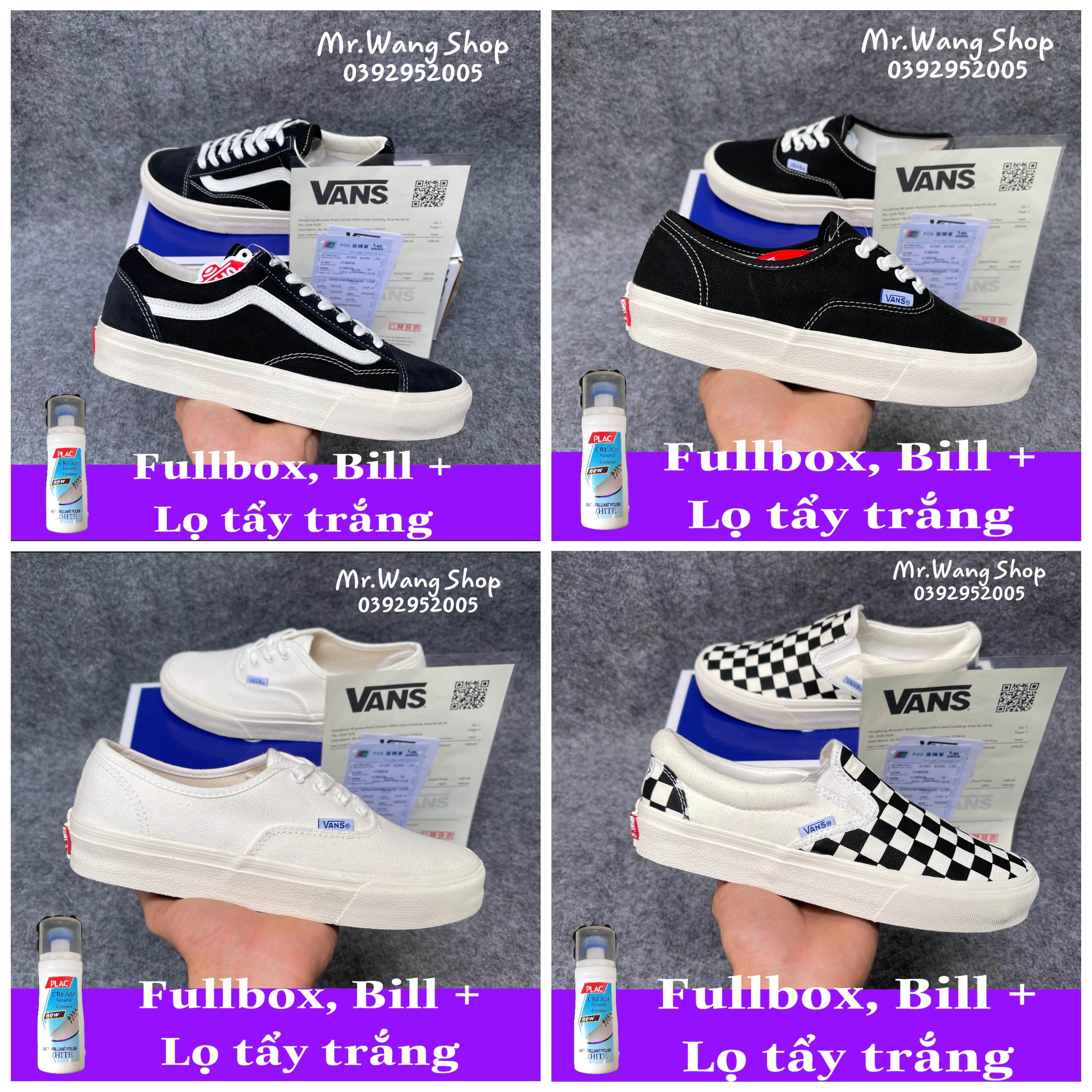 [Fullbox, Bill + Lọ tẩy trắng] Giày Vans 11 old skool, classic, slip on 36-43