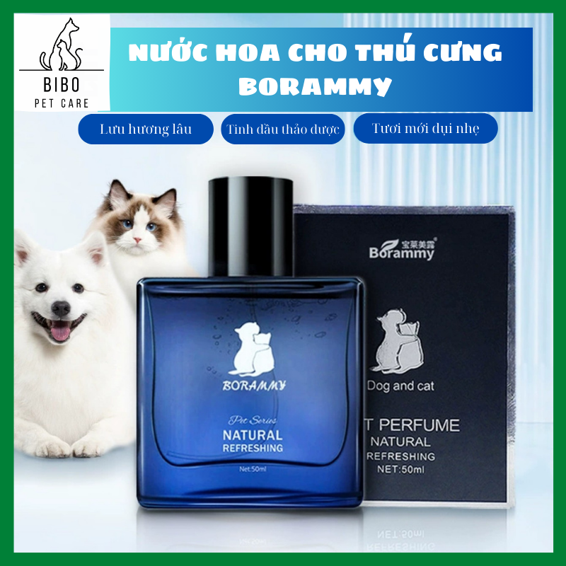 Nước hoa cho mèo Borammy hương thơm nhẹ nhàng sang trọng dưỡng lông khử mùi chai 50ml - Bibopetcare