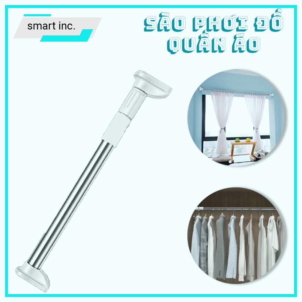 Thanh treo rèm cửa sổ không cần khoan sào phơi giá treo đồ quần áo gắn tường inox