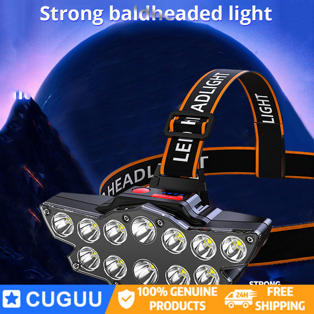 CUGUU Đèn Pha LED 12 Bóng Sáng Nhất 1800LM Đèn Pha Siêu Mạnh Đèn Đội Đầu