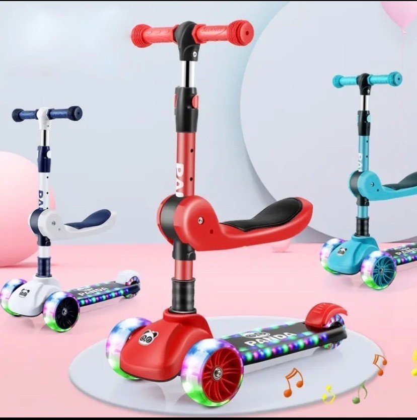 Xe trượt Scooter Panda 3 bánh đa năng cho bé, xe scooter chòi chân có nhạc và đèn phát sáng