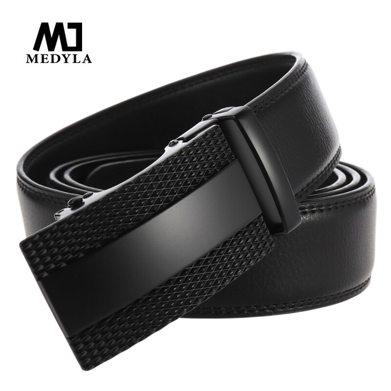 Thắt Lưng Da Nam MEDYLA 100% Cho Nam, Thắt Lưng Da Bò Có Khóa Tự Động, Thắt Lưng Thường Ngày, Công Sở, Tali Pinggang Lelaki