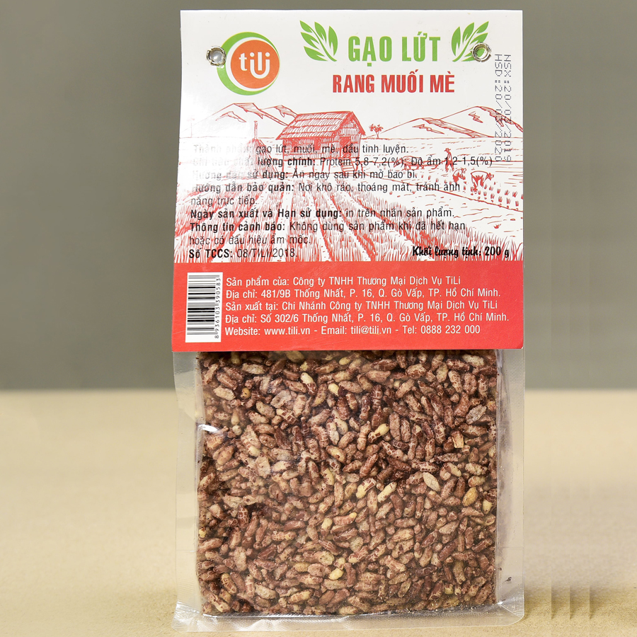 [HCM]Gạo Lứt Rang Muối Mè | Vegan Store | Ăn vặt giảm cân | Ăn vặt đẹp da | Ăn vặt healthy | 200gr | TiLi