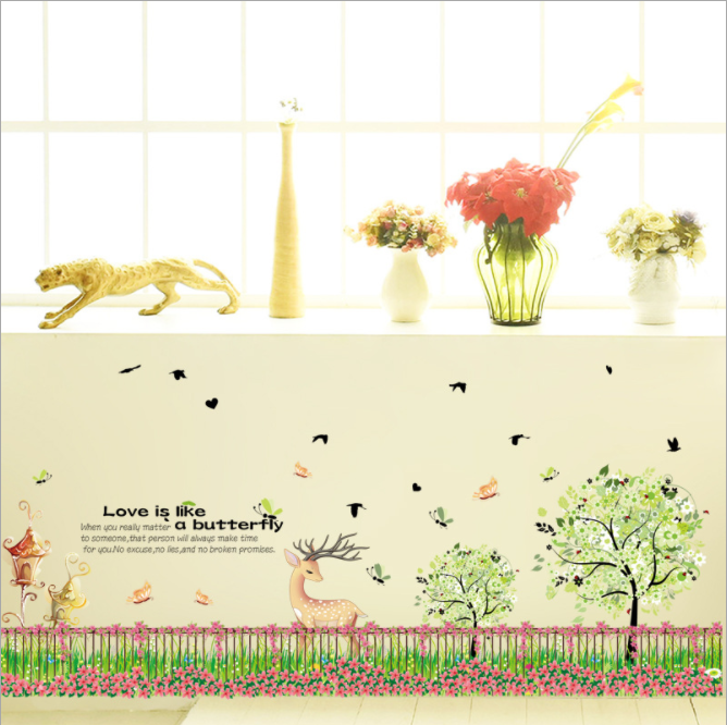 Decal dán tường chân tường hàng rào kết hoa GNN118