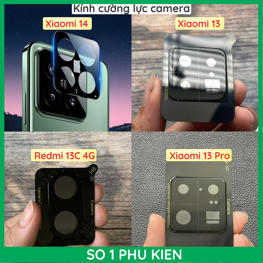 Kính cường lực camera đen Xiaomi 13/ 13 Pro/ Xiaomi 14/ Redmi 13C 4G/ Poco C65 cao cấp giúp bảo vệ cam chụp hình đẹp