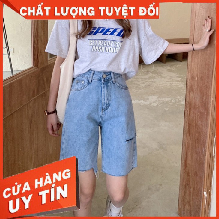 Quần Jean Lửng Nữ Ống Rộng Lưng Cao 