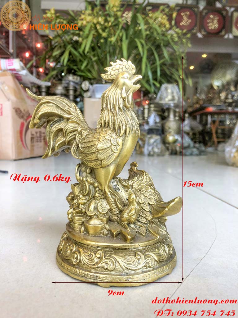 Tượng Gia Đình Gà Hạnh Phúc Bằng Đồng – Gà Trống Mái Và Đàn Con