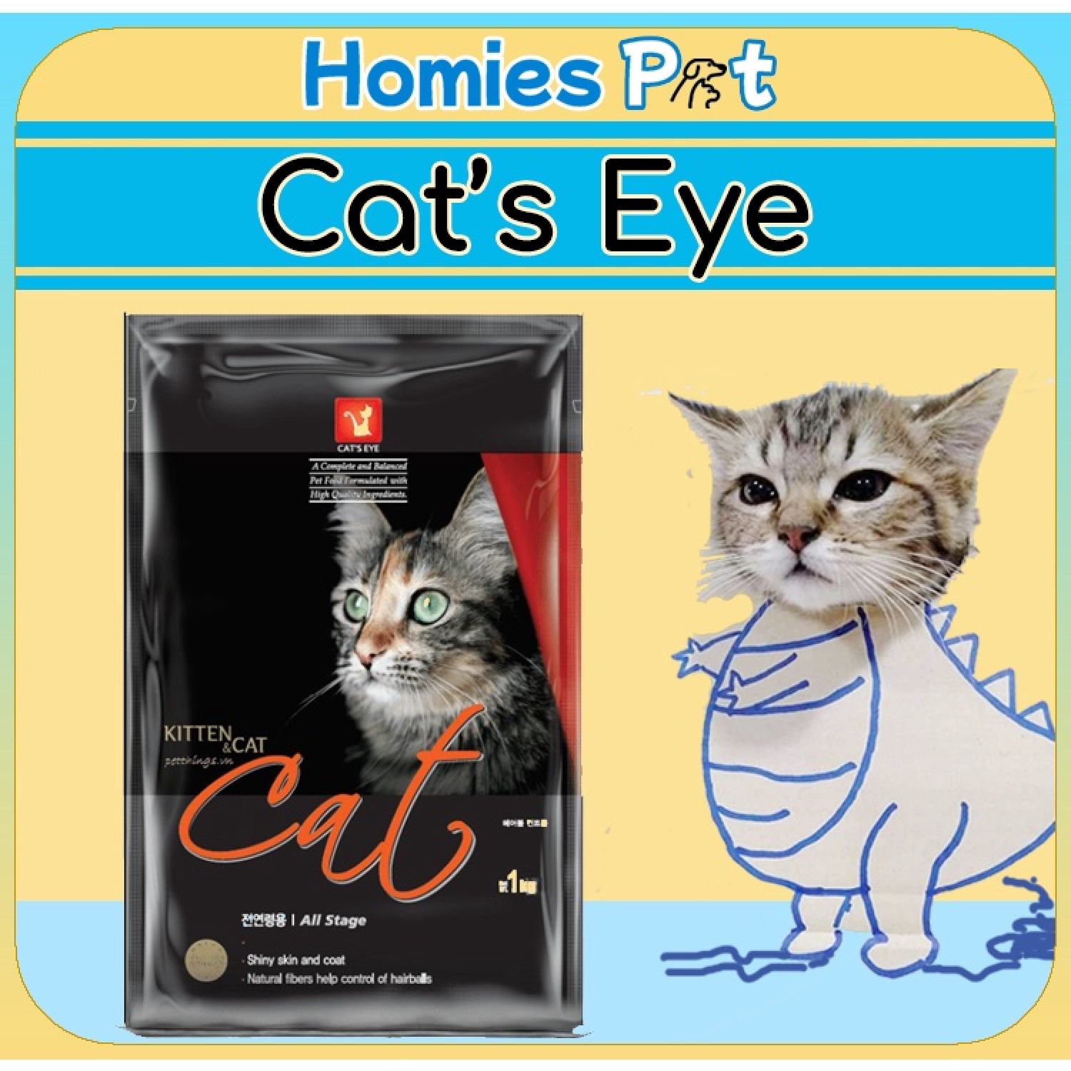 Hạt Cat s Eye 1kg, thức ăn cho mèo - Homies Pet