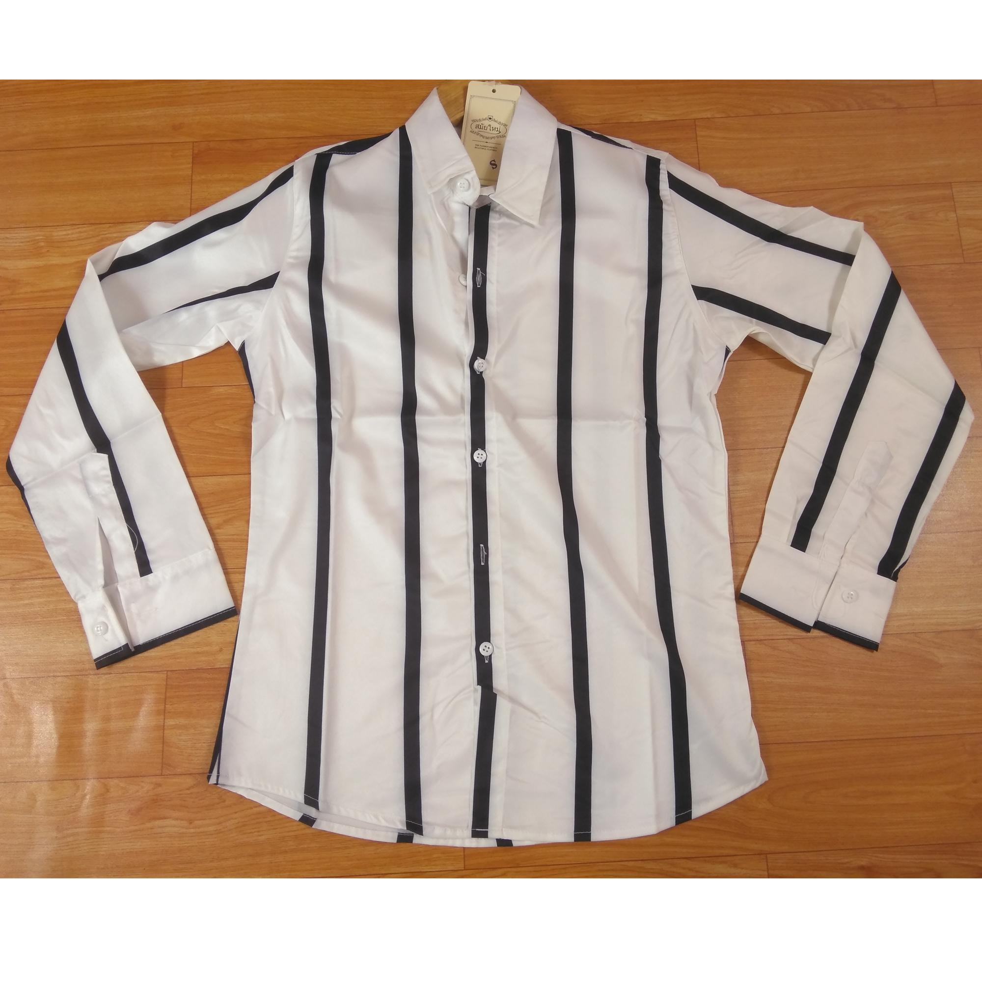 Áo sơ mi nam tay dài không túi màu trắng sọc nhỏ thưa đen ASMNAM063 Kiểu Đẹp Chất Thời Trang Hàn Quốc 2020 Chuyên Đi Chơi Và Đi Làm Giá Rẻ