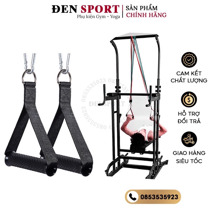 Tay nắm tập gym, tay cầm kéo xô ngực, tay nắm chữ D, tay nắm kéo vai đôi hẹp, tay cầm móc tập gym tại nhà ĐenSport