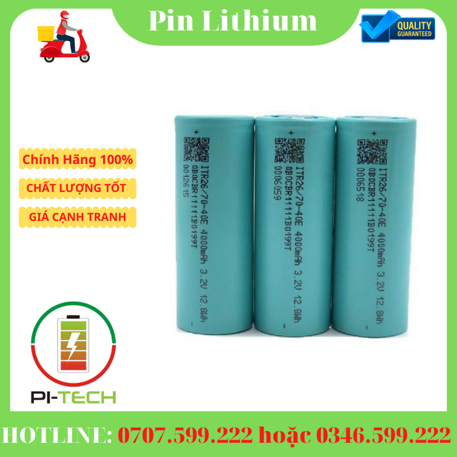 Pin Lithium Sắt đầu phẳng 26700 4000mAh 3.2v 3C max 8C sx 2021 16