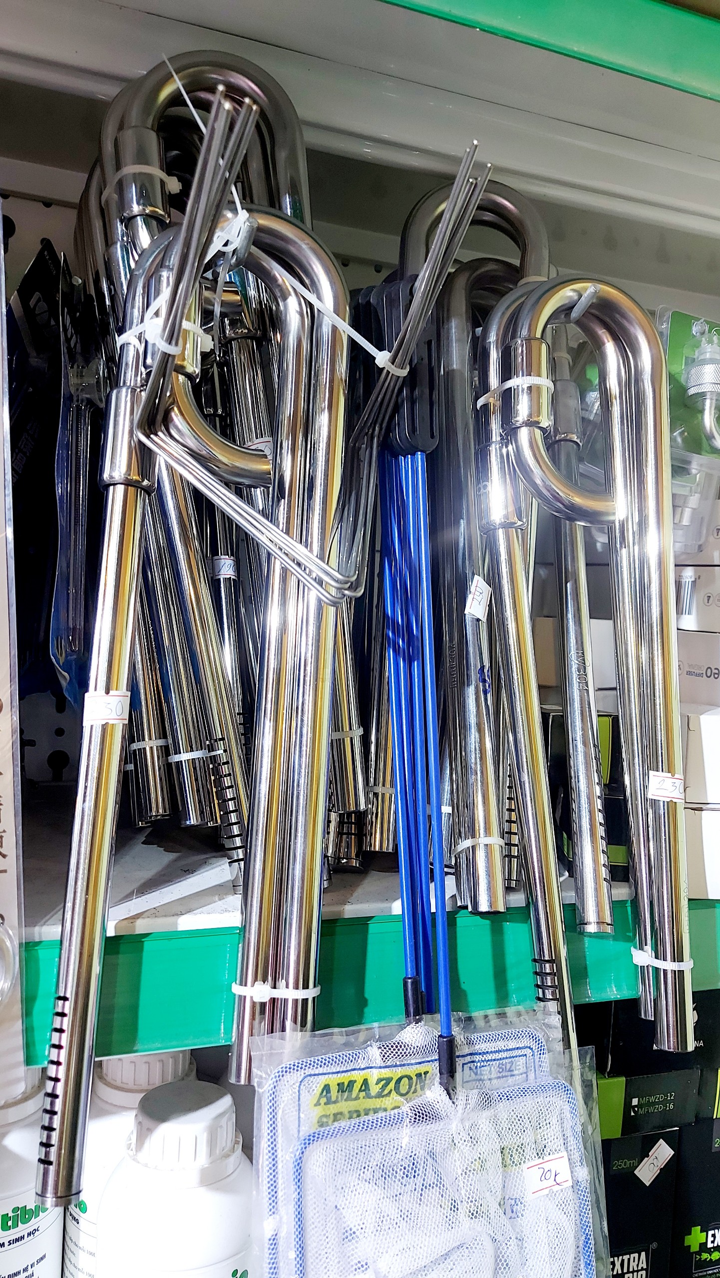 Bộ in out inox phi 16 và phi 12 xoay 360 độ - in xoay out xoay inox cho bề cá bể thuỷ sinh