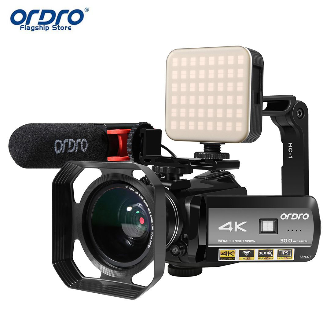 Máy quay video kỹ thuật số ORDRO HDR-AC3 30MP 4K Chụp ảnh Ultra HD HỒNG NGOẠI Nhìn đêm WiFi cho Vlog