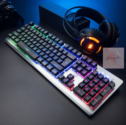 Bàn phím giả cơ LANGTU K002 có dây kèm đèn led nhiều màu xuyên phím dành cho game thủ-PW