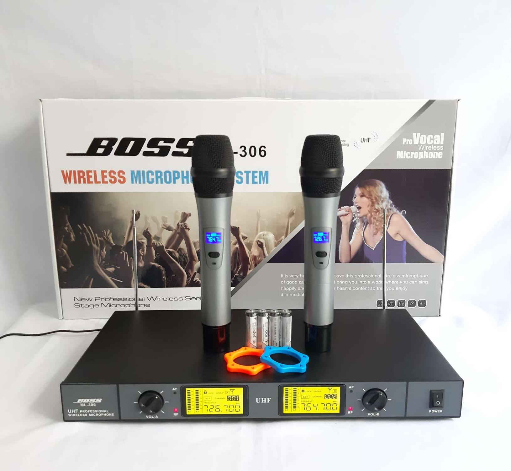 Micro không dây BOSS. Micro đôi 2 cây karaoke gia đình chuyên nghiệp