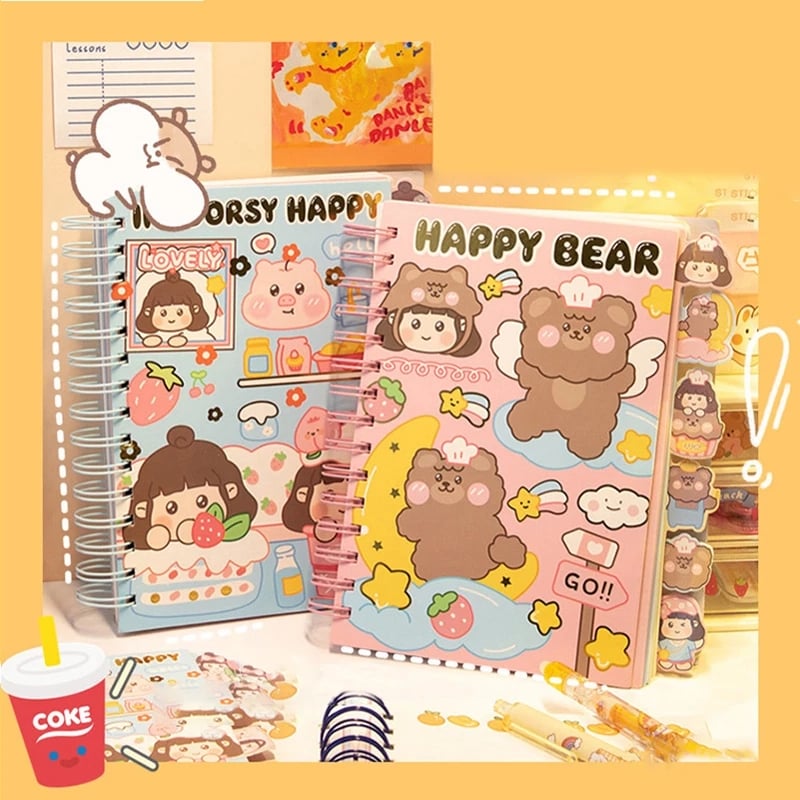 Sổ tay lò xo sổ bìa 3d cute a7 nhỏ gọn tiện dụng
