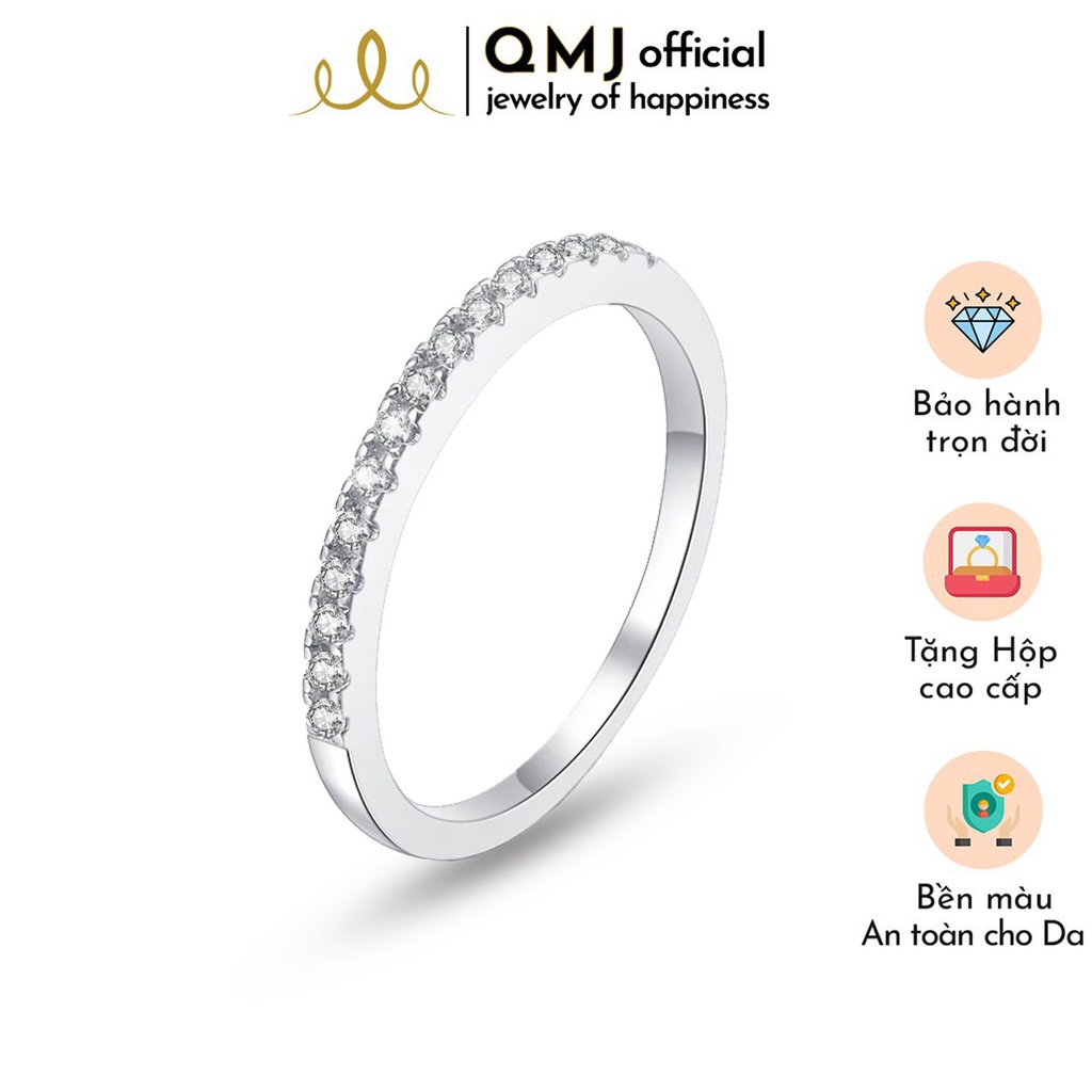 QMJ Nhẫn bạc 925 cao cấp Mong manh thiết kế nạm đá tấm tinh tế