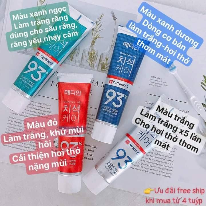 Kem đánh răng hàn quốc trắng răng median dental iq 93% 120g sáng bóng