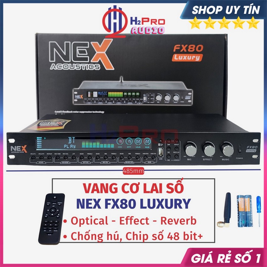 Vang Cơ Lai Số Nex Fx80LX Chống Hú - Bluetooth - Effect Mượt Mà, Chip Số 48Bit - H2Pro Audio