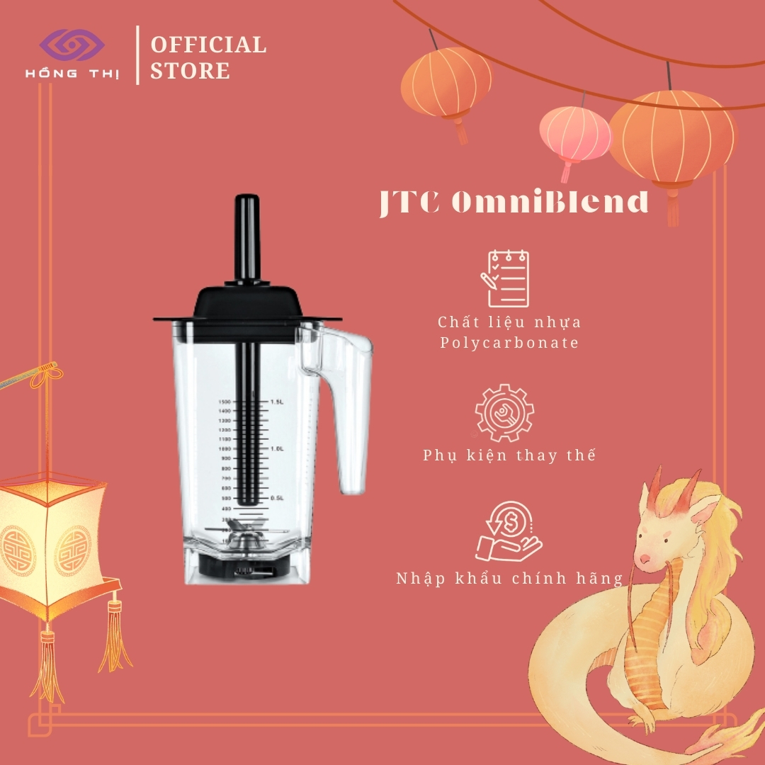 Cối dùng cho máy xay sinh tố công nghiệp JTC OmniBlend (Cối + Nắp + Lưỡi dao + Que khuấy)