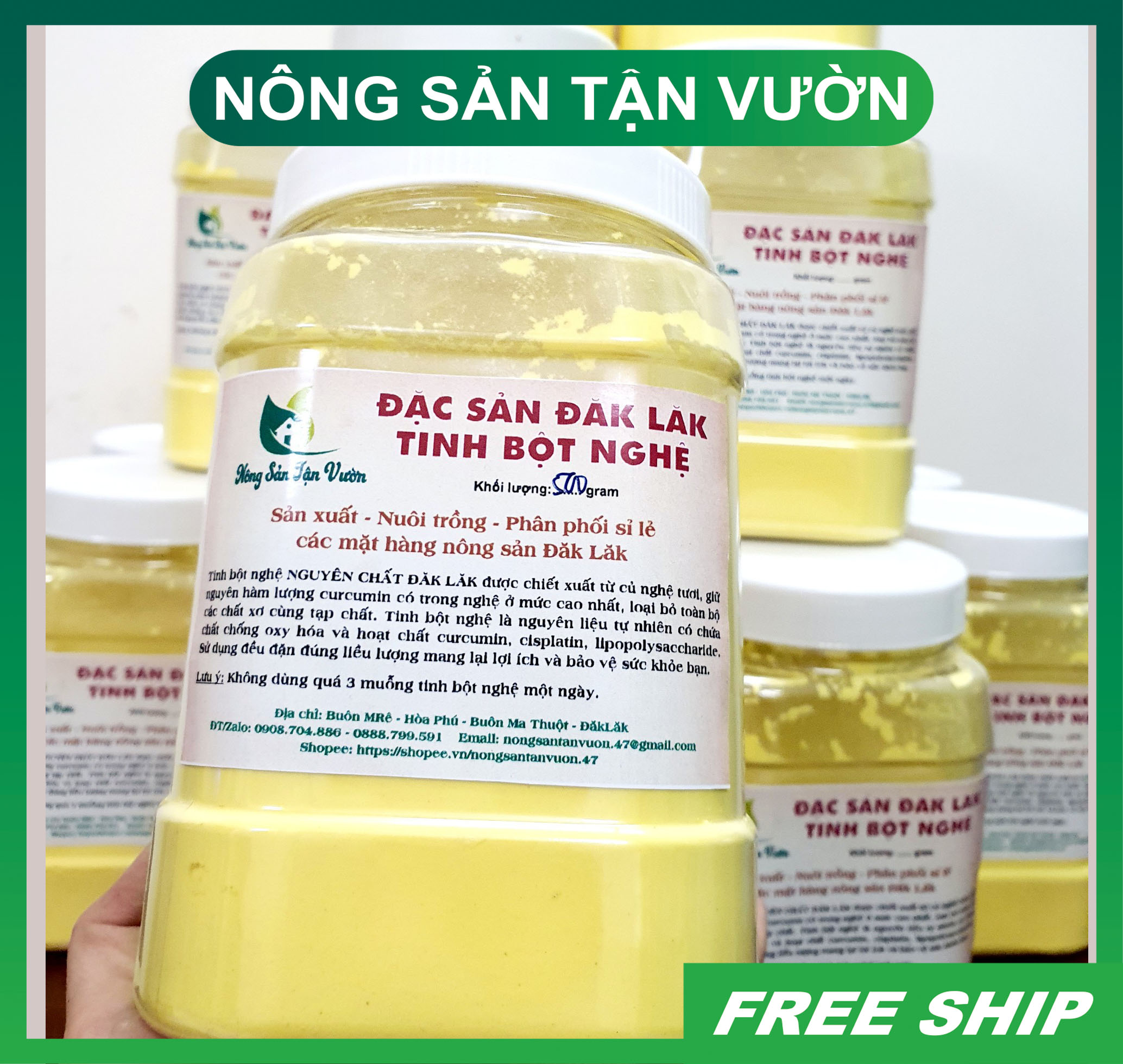 Tinh bột nghệ Nguyên Chất 100% - Hàng được đảm bảo - nguồn Nông sản sạch Đăk Lăk - Hộp 500gram