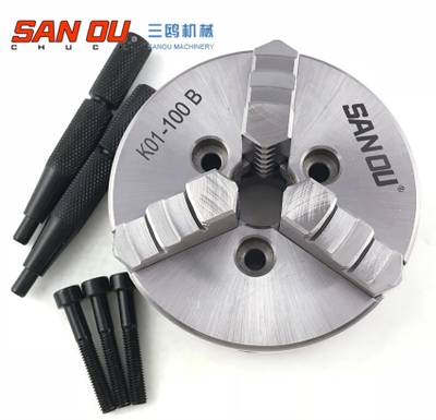 Mâm cặp máy tiện mini 3 chấu tự định tâm Sanou K01-100mm