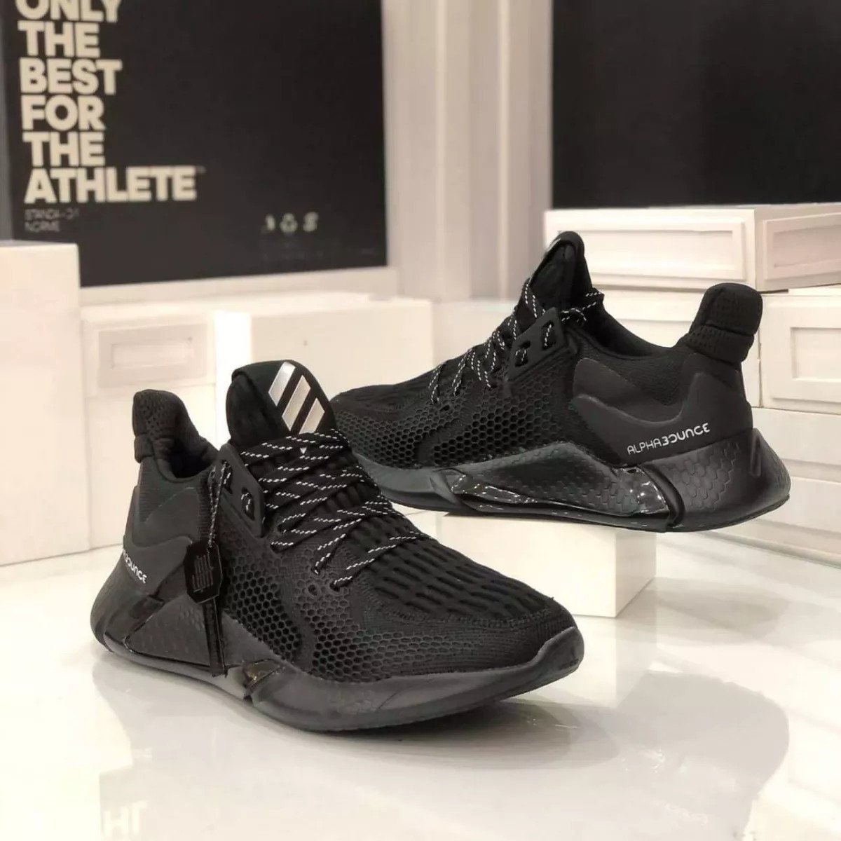 |freeshipmax+tặng vớ| giày sneaker thể thao nam nữ alphabounce beyond 20 đen - xanh