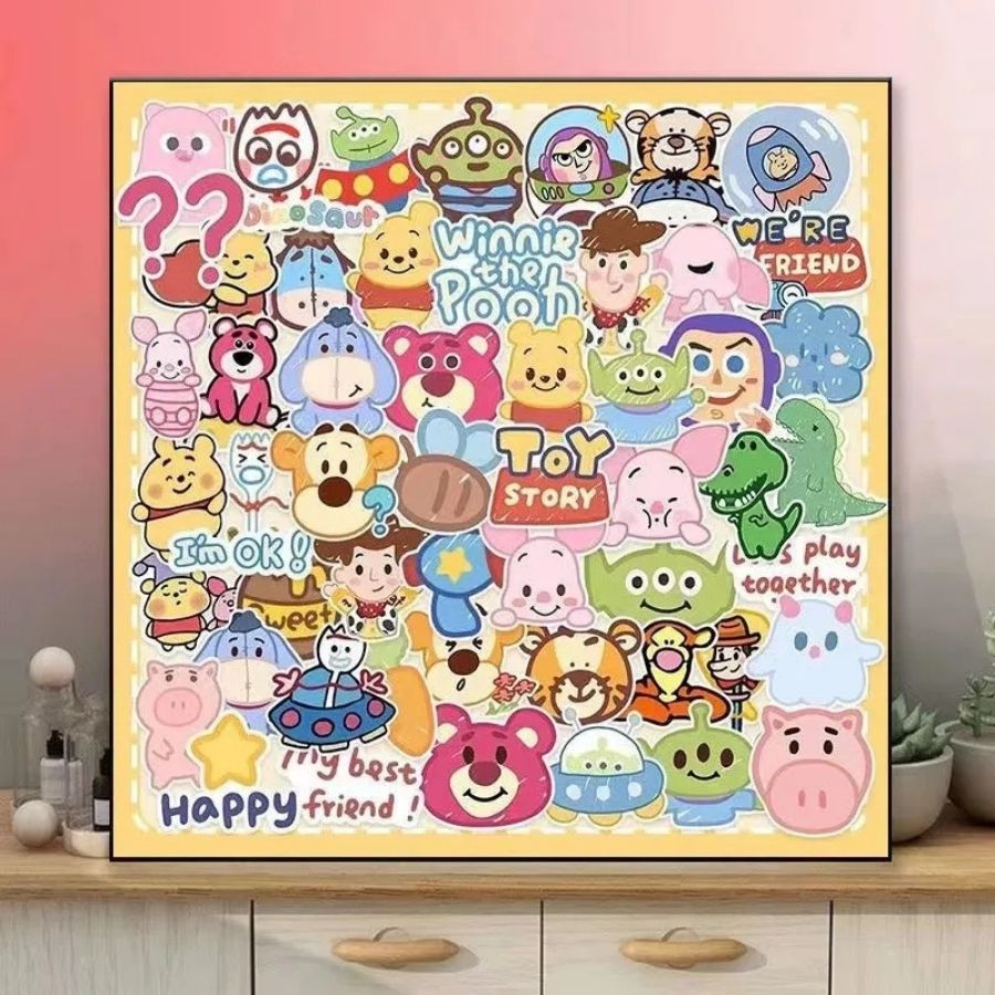 Tranh tô màu số hoá hoạt hình toy story có khung sẵn size 30x30cm