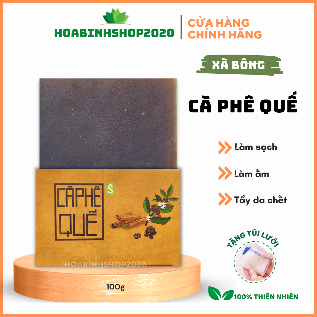 Xà Bông cafe quế, xà phòng cà phê quế thiên nhiên HTX Sinh Dược- 100G
