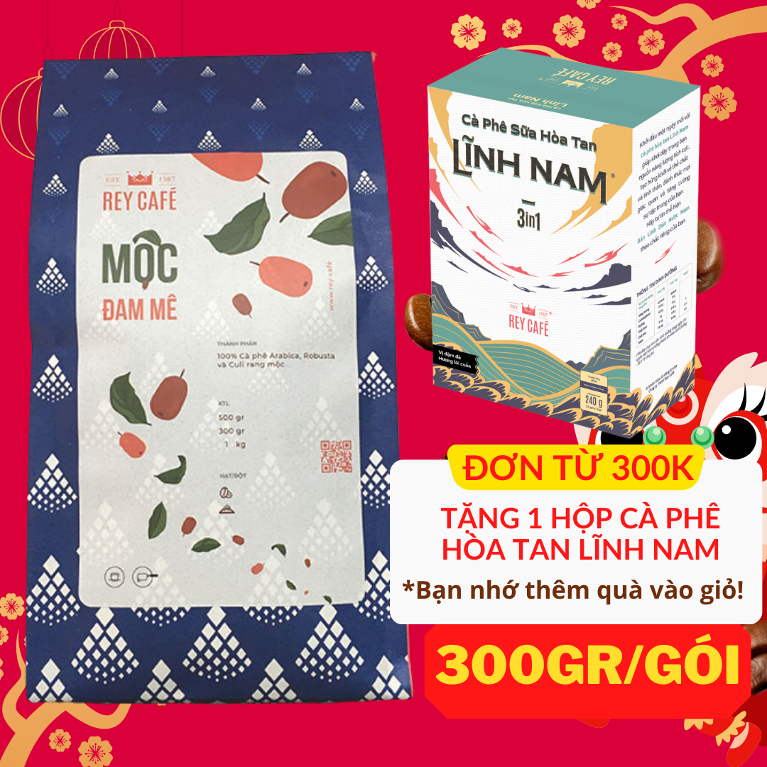 300gr cà phê rang mộc đam mê - pha phin/máy - coffee blend nguyên chất - thương hiệu rey cafe