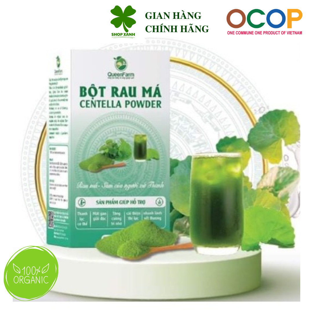 Bột rau má nguyên chất QueenFarm- Bột Sấy lạnh 100g