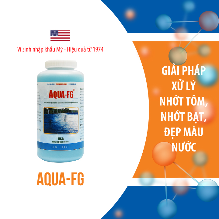 AQUA FG Vi sinh tẩy nhớt bạt, tẩy rong rêu, màng chất béo ao nuôi tôm - Chai 1 lít