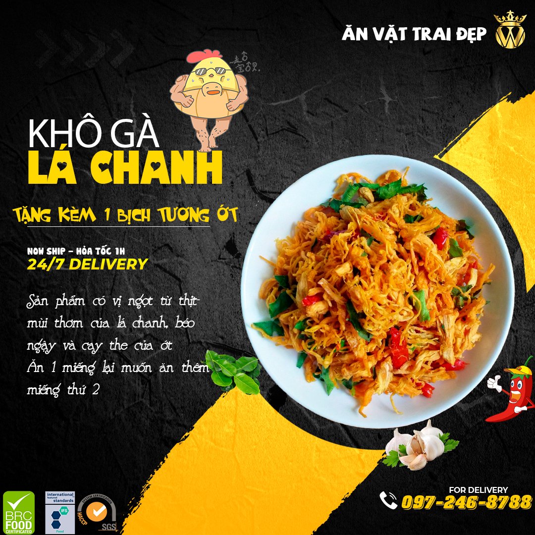 500G Khô Gà Lá Chanh Trai Đẹp