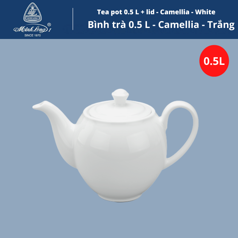 [HCM]Bình trà gốm sứ minh long Bình trà 0.5 L - Camellia - Trắng - 015038000