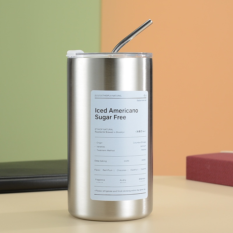 Cốc giữ nhiệt,ly giữ nhiệt ice amerricano có ống hút, inox 304 dung tích 600ML