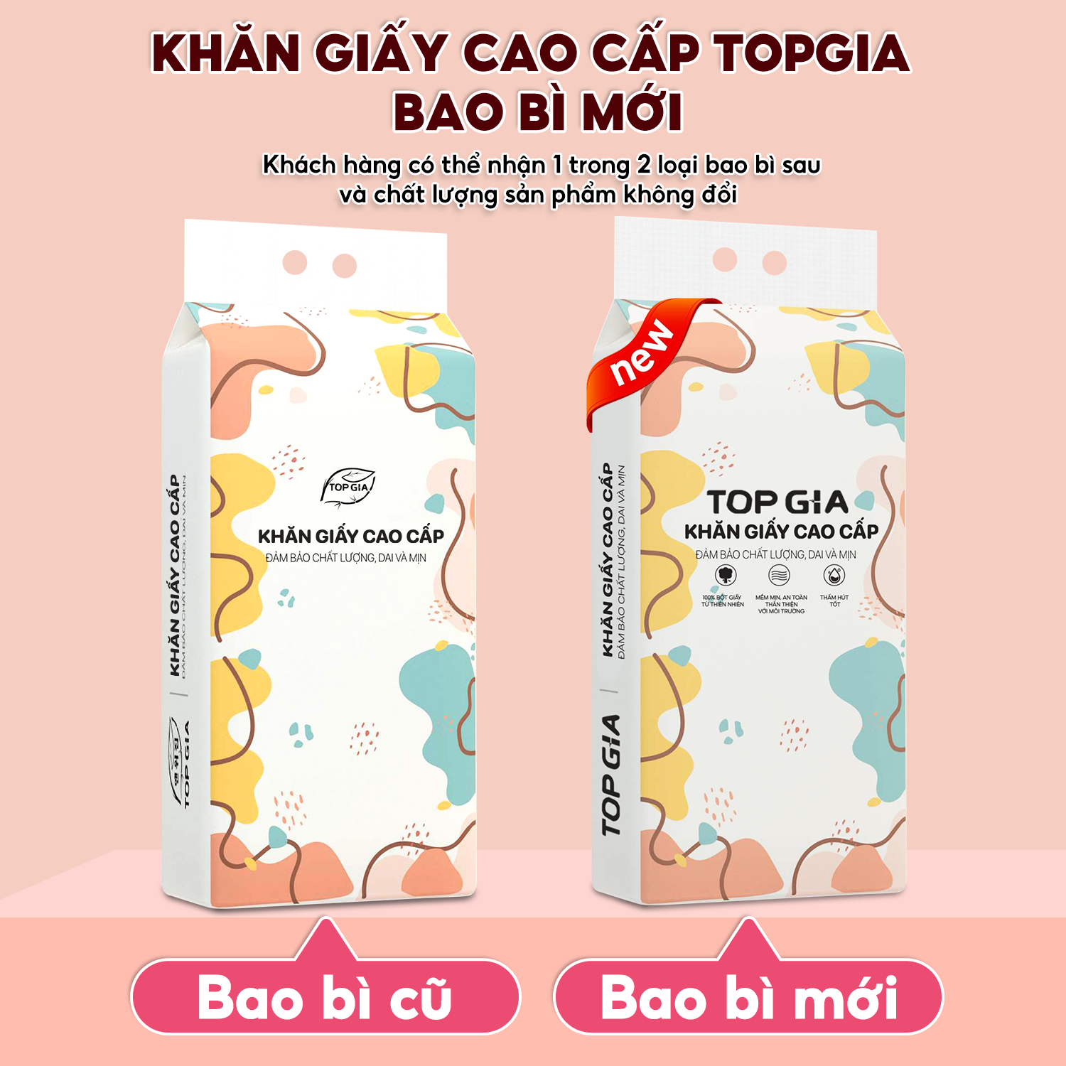 Giấy vệ sinh treo tường Top Gia thùng 6 bịch đa sắc làm từ bột gỗ nguyên chất, 1280 tờ 4 lớp dày dặn