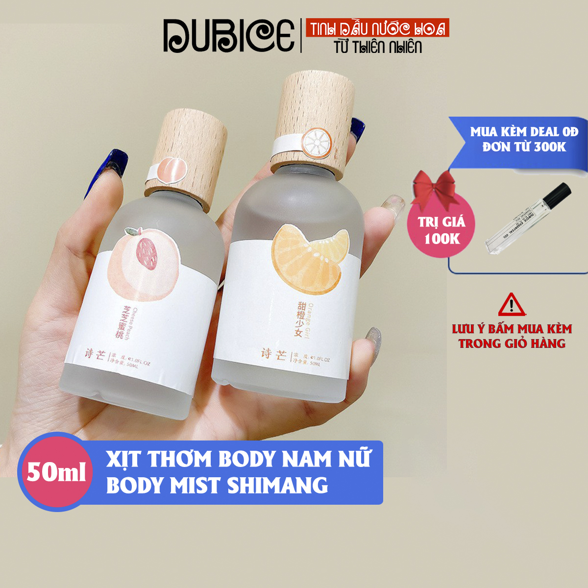 [TP.HCM] Nước Hoa Nữ Xịt Toàn Thân Body Mist - Nước Hoa Nắp Gỗ Shimang Nội Địa Trung - Chai tròn 50ml