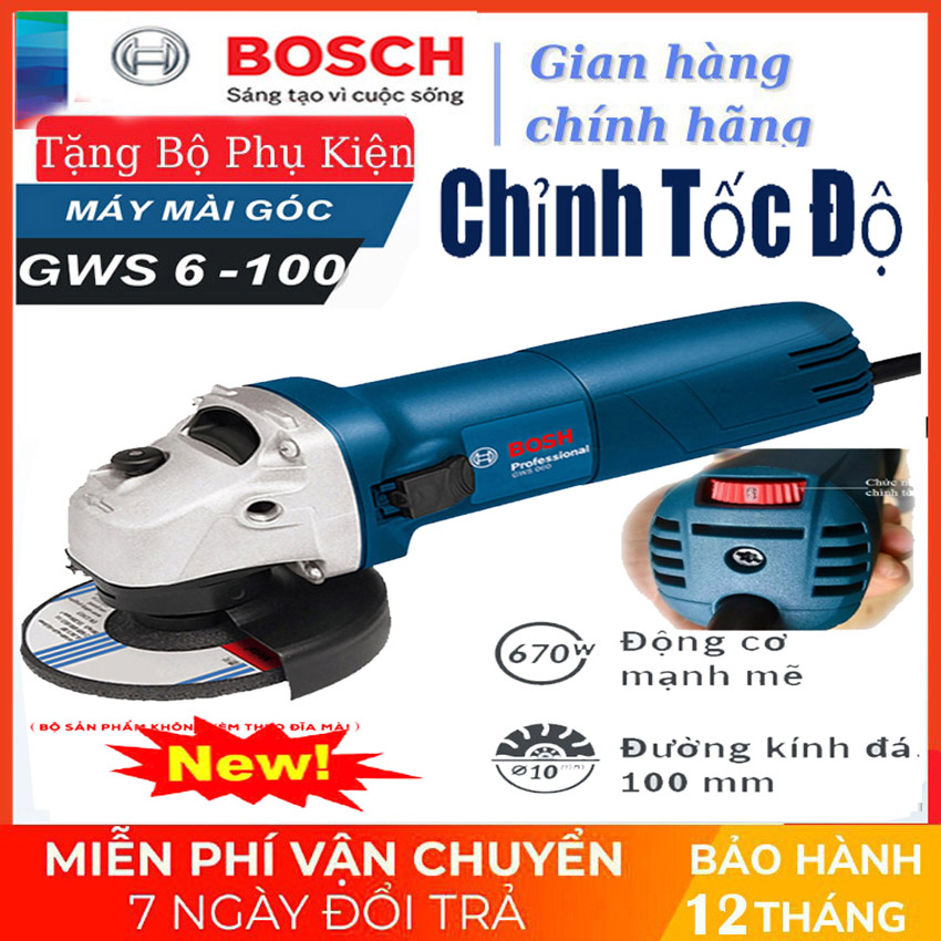 Máy mài góc - máy mài cầm tay bossh có điều chỉnh tốc độ gws 6-100 công suất 670w đá mài 100 - dòng bán chạy nhất bossh năm 2023