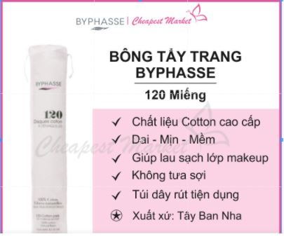 Bông tẩy trang Byphasse gói 120/35 miếng Chính Hãng