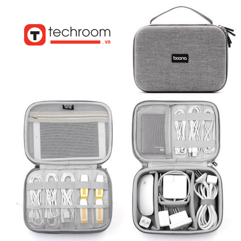 Hộp Baona đựng phụ kiện công nghệ sạc Latop Macbook Ipad điện thoại pin dự phòng tai nghe dây sạc thẻ nhớ phom Cứng Techroom F011 F012