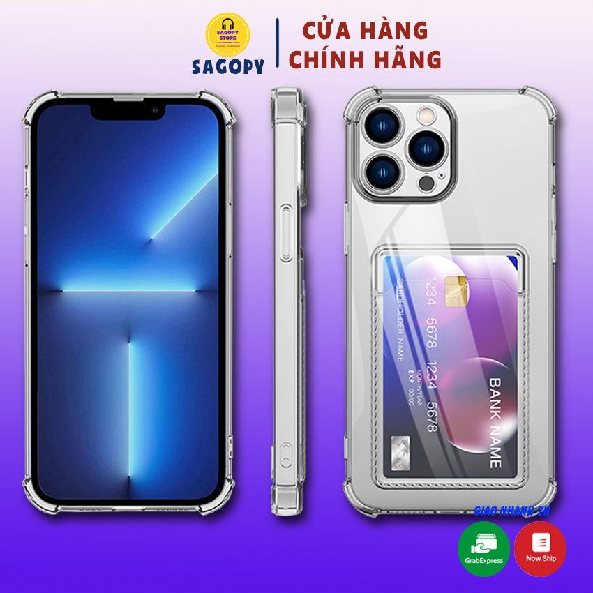 Ốp lưng iphone chống sốc 6 7 8plus x xs 11 11 ProMax 12 12promax 13 13 promax 14 14plus 14 promax S P có ngăn đựng thẻ