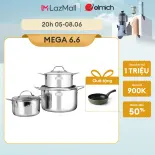 (Chỉ 20.06)Bộ nồi inox 3 lớp đáy liền Elmich 2103OL size 18,20,26cm