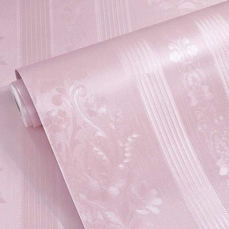 10m giấy dán tường sẵn keo hàn quốc dọc hoa văn nổi màu hồng 9904-3, decor trang trí phòng ngủ sang trọng.
